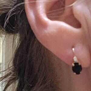 ZALES Vintage 14k Solid Gold and Oval Cut Onyx Earrings